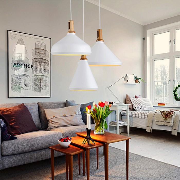Đèn thả trang trí nội thất ABC phong cách Bắc Âu đui vân gỗ đẹp mắt - Tặng kèm bóng LED chuyên dụng