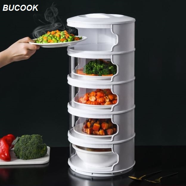 Lồng Bàn Bảo Quản Thực Phẩm - Hộp Đựng Đồ Ăn 5 Tầng BUCOOK Giữ Nhiệt, Chống Bụi Bẩn Và Côn Trùng Mẫu Mới 2021 - Hàng Chính Hãng