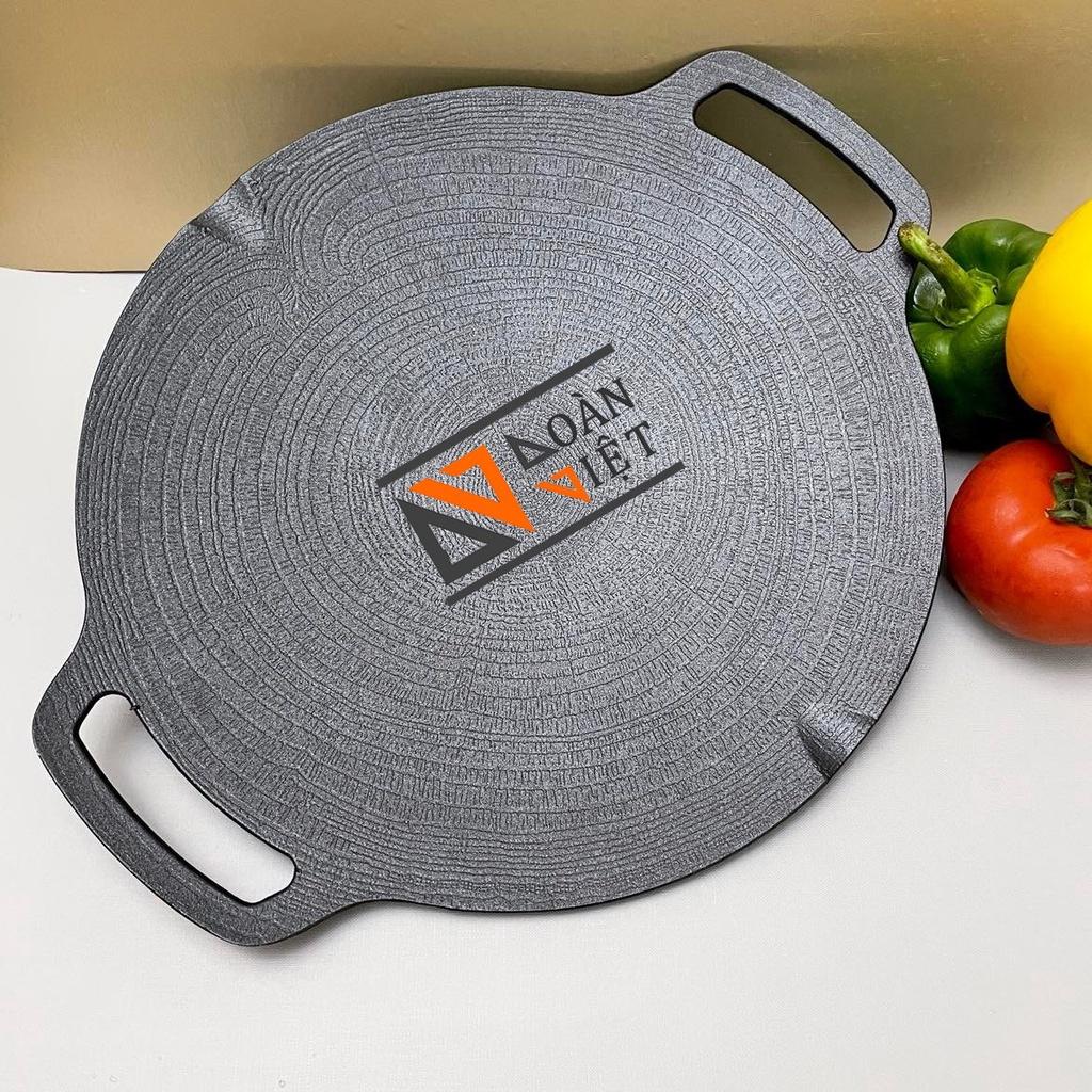 [TẶNG TÚI] Chảo NƯỚNG CHỐNG DÍNH VÂN ĐÁ HÌNH XOẮN ỐC, GANG ĐÚC NGUYÊN KHỐI 33cm - Phong cách Hàn Quốc, an toàn.