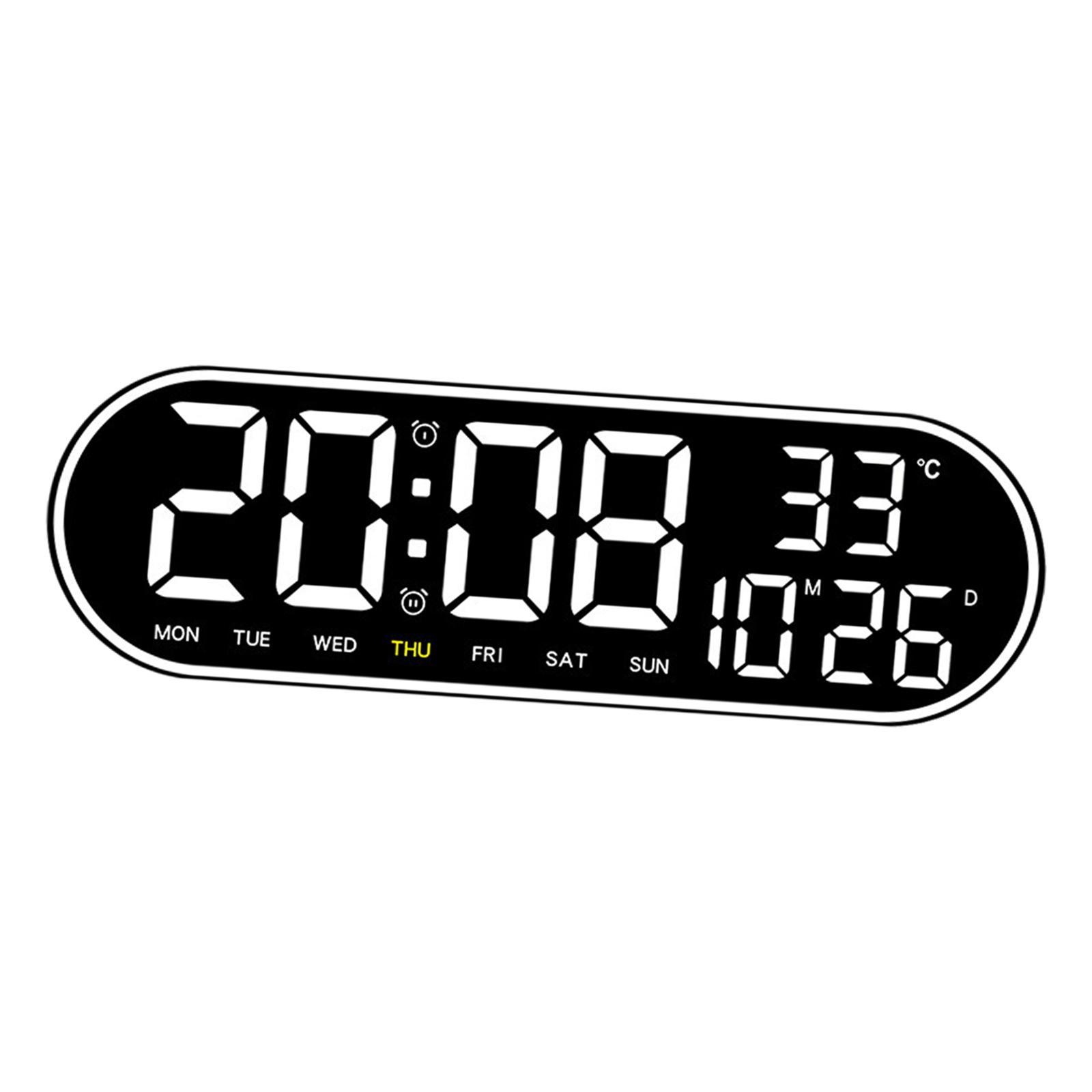 LED Wall Clock Table Clock Temperature Multifunctional Adjustable Silent Wall Mounted Remote Control Alarm Clock for Study Room Home Bedroom