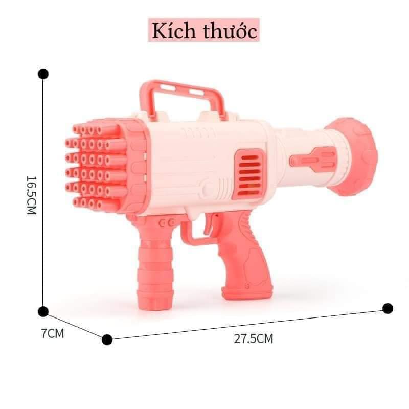 Súng bắn bong bóng 32 nòng 2 màu xanh và hồng