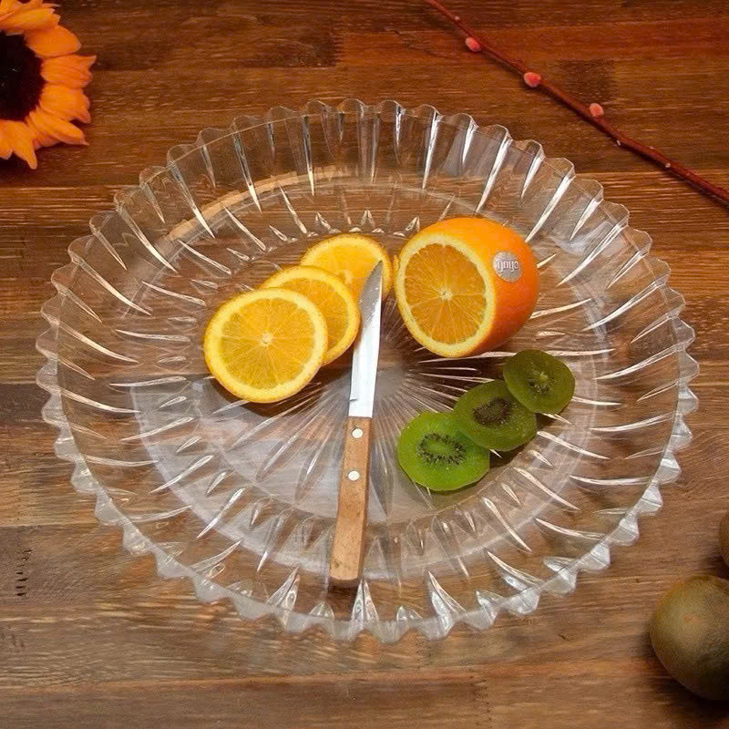 Dĩa Thủy Tinh Sâu Lòng, Đĩa Thuỷ Tinh Cao Cấp Hình Tròn 28.5cm Chưng Trái Cây Vàng Trắng - Hàng Loại 1 Chính Hãng MINIIN