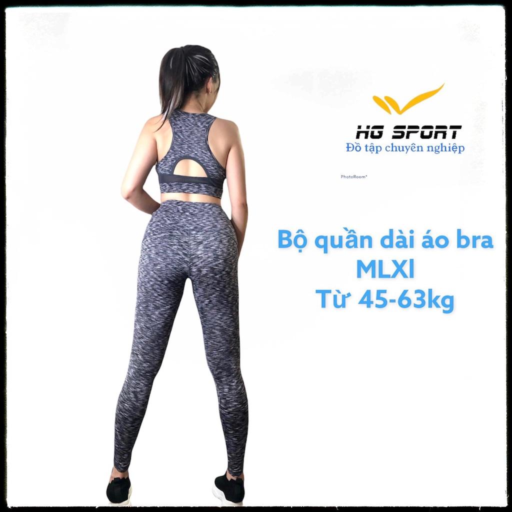 Bộ Tập Gym nữ, Quần áo Tập Yoga, Thể thao Quần Dài Áo Bra phối lưới kèm mút Hg Sport SD009