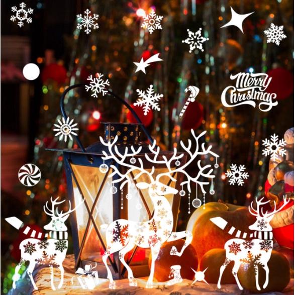 Decal trang trí Noel Hít Tĩnh Điện 2 mặt - TUẦN LỘC TRẮNG HOA TUYẾT
