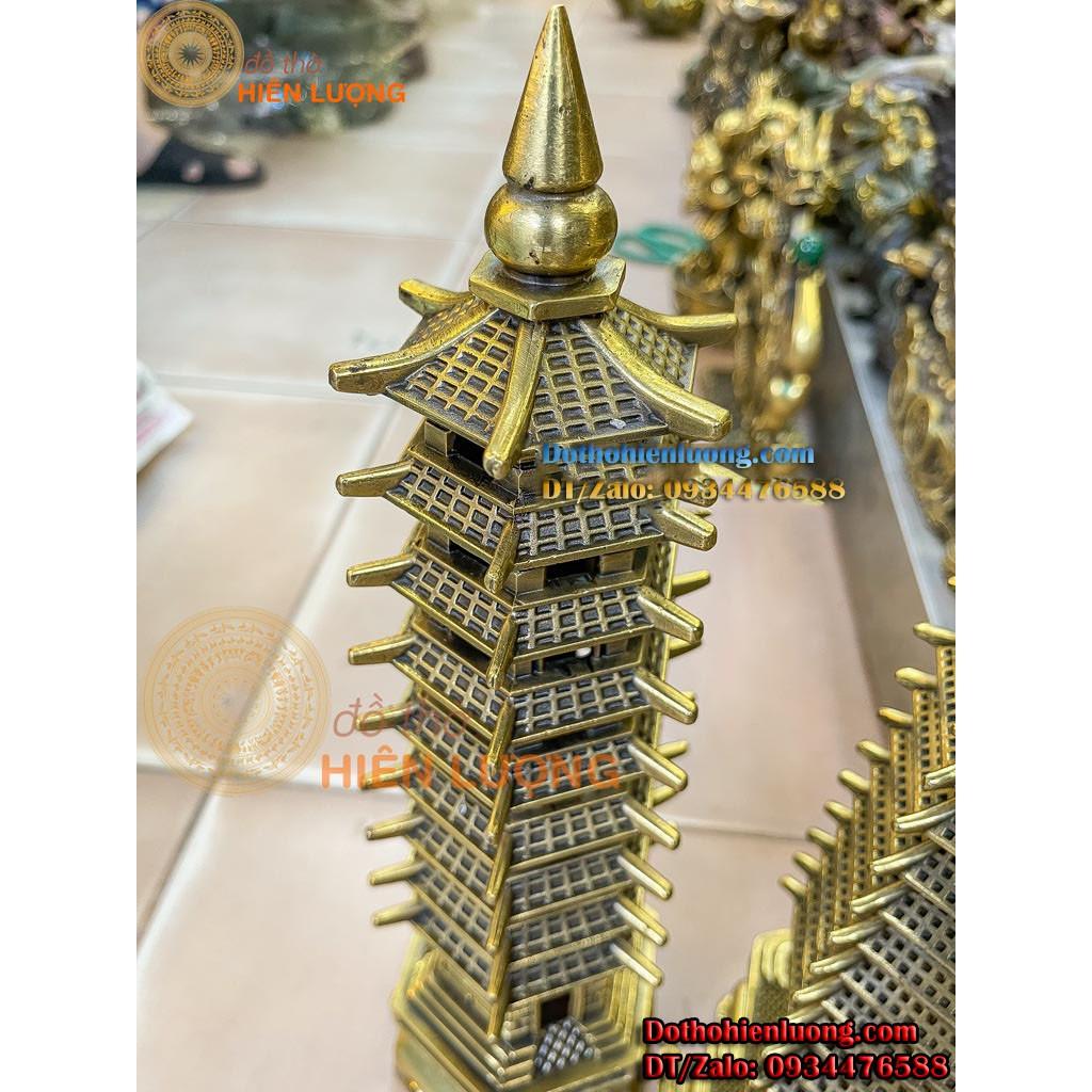 Tháp Văn Xương 9 Tầng Bằng Đồng Thau Nguyên Chất Đúc Nguyên Khối Cao 40cm