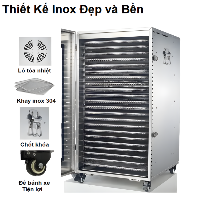 Máy sấy thực phẩm công nghiệp, dung tích 210 lít, 22 khay. Thương hiệu Mỹ cao cấp Septree DBC-22A. Hàng chính hãng