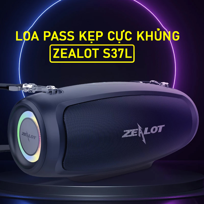 Loa Bluetooth Pass kép cực khủng hỗ trợ USB, thẻ nhớ - thương hiệu Zealot S37L - Hàng chính hãng