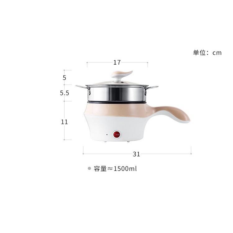 Nồi Lẩu Mini Nồi Hấp 2 Tầng -  Ca Nấu Mì 2 Tầng 18Cm, Nồi Lẩu Mini Đa Năng 1.2L