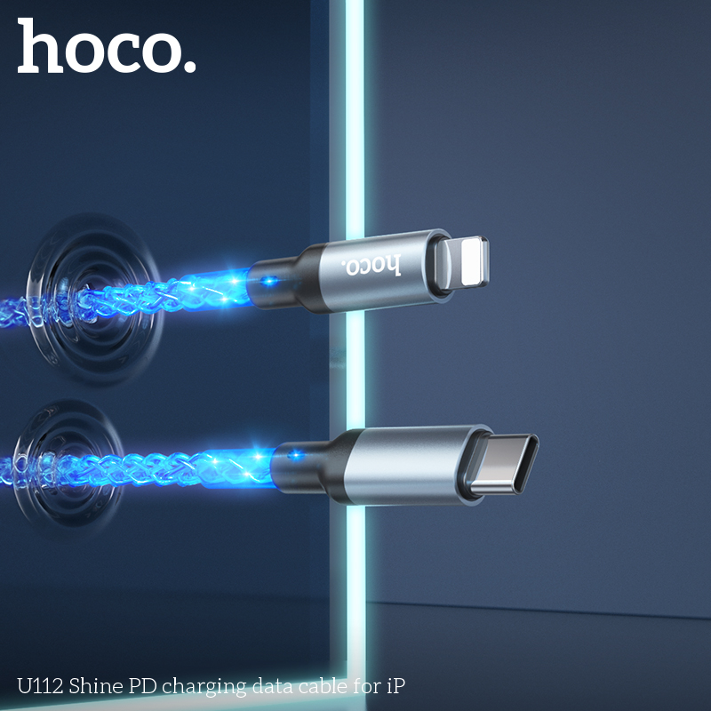 Cáp Sạc Nhanh Đổi Màu Dành Cho Hoco Shine U112 20W 3A Type-C To Ln Dây Dài 1M Hàng Chính Hãng