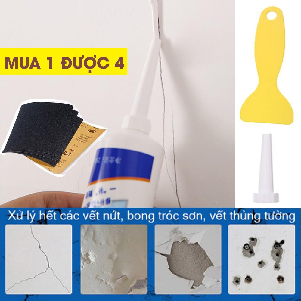 Combo 2 Tuýp Keo Vá Tường Jes031, Tặng Kèm Đầu Vòi, Bàn Bả, Giấy Nhám Đánh Bóng Bề Mặt - Hàng Chất Lượng