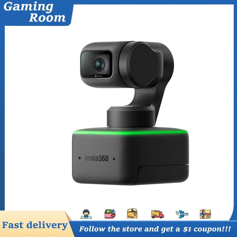 Insta360 Liên kết Webcam AI theo dõi điều khiển cử chỉ với máy ảnh micrô phá hủy tiếng ồn cho Teleconference Live Game Color