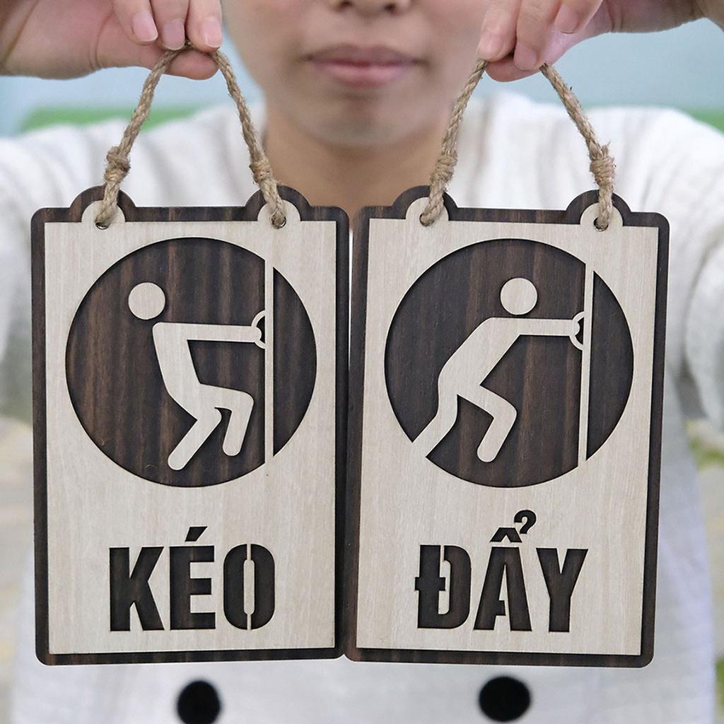 Tranh treo tường_ Bảng gỗ trang trí PULL PUSH