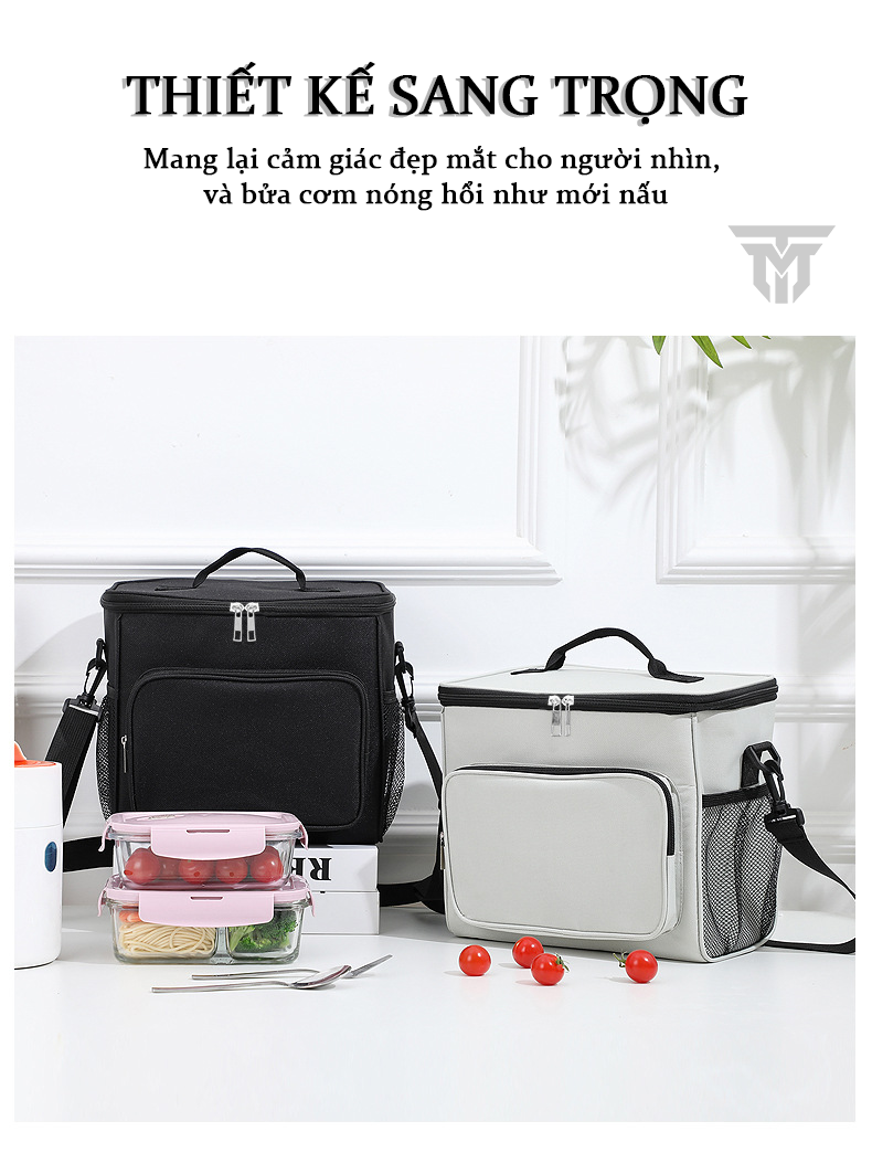 Túi Đựng Hộp Cơm Giữ Nhiệt Teement, Túi Đựng Đồ Ăn Trưa, Túi Chống Toả Nhiệt, Dày Dặn, Có Tay Xách, Dây Đai Đeo Vai, Thời Trang, Hiện Đại - Hàng Chính Hãng