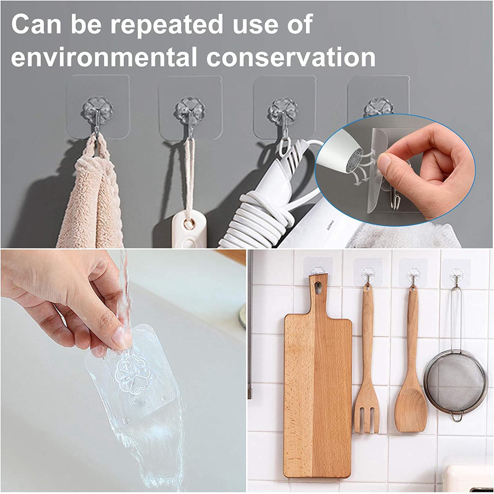 5x Heavy Duty Self Adhesive Wall Hooks Waterproof for Bathroom Kitchen Hooks