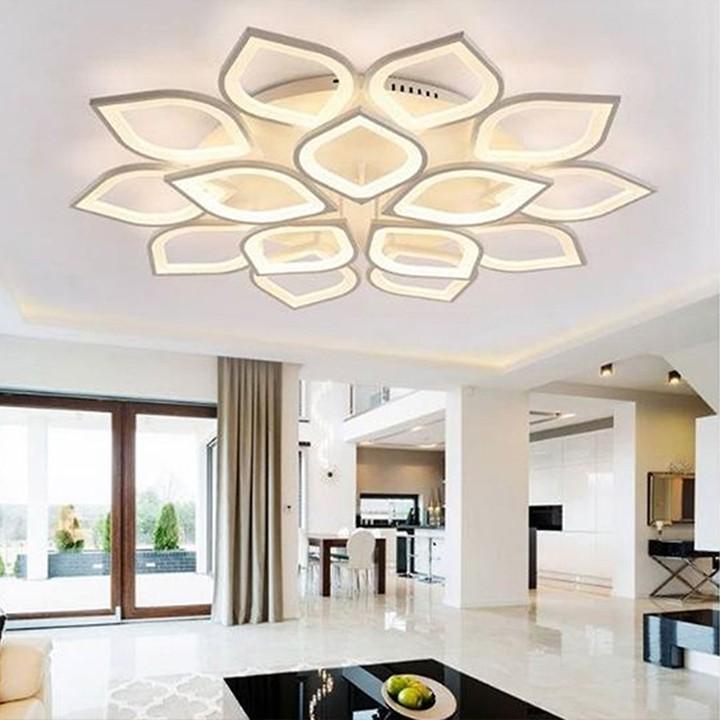 Đèn trần trang trí phòng khách LED 15 cánh sen 3 chế độ màu có điều khiển lighthouse