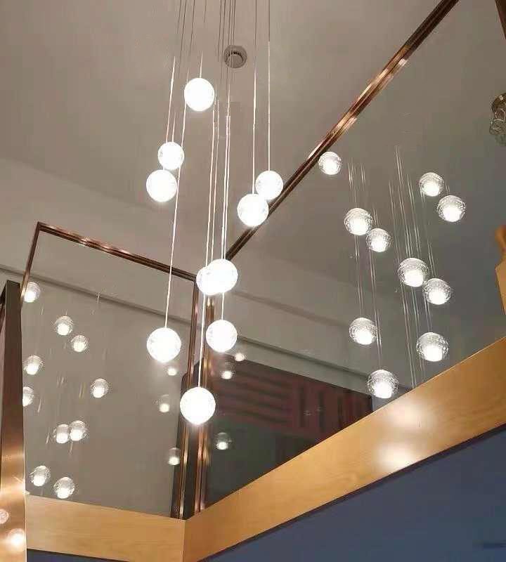 Đèn thả thông tầng KUNLI trang trí nội thất hiện đại loại 10 bóng pha lê thủy tinh cao cấp