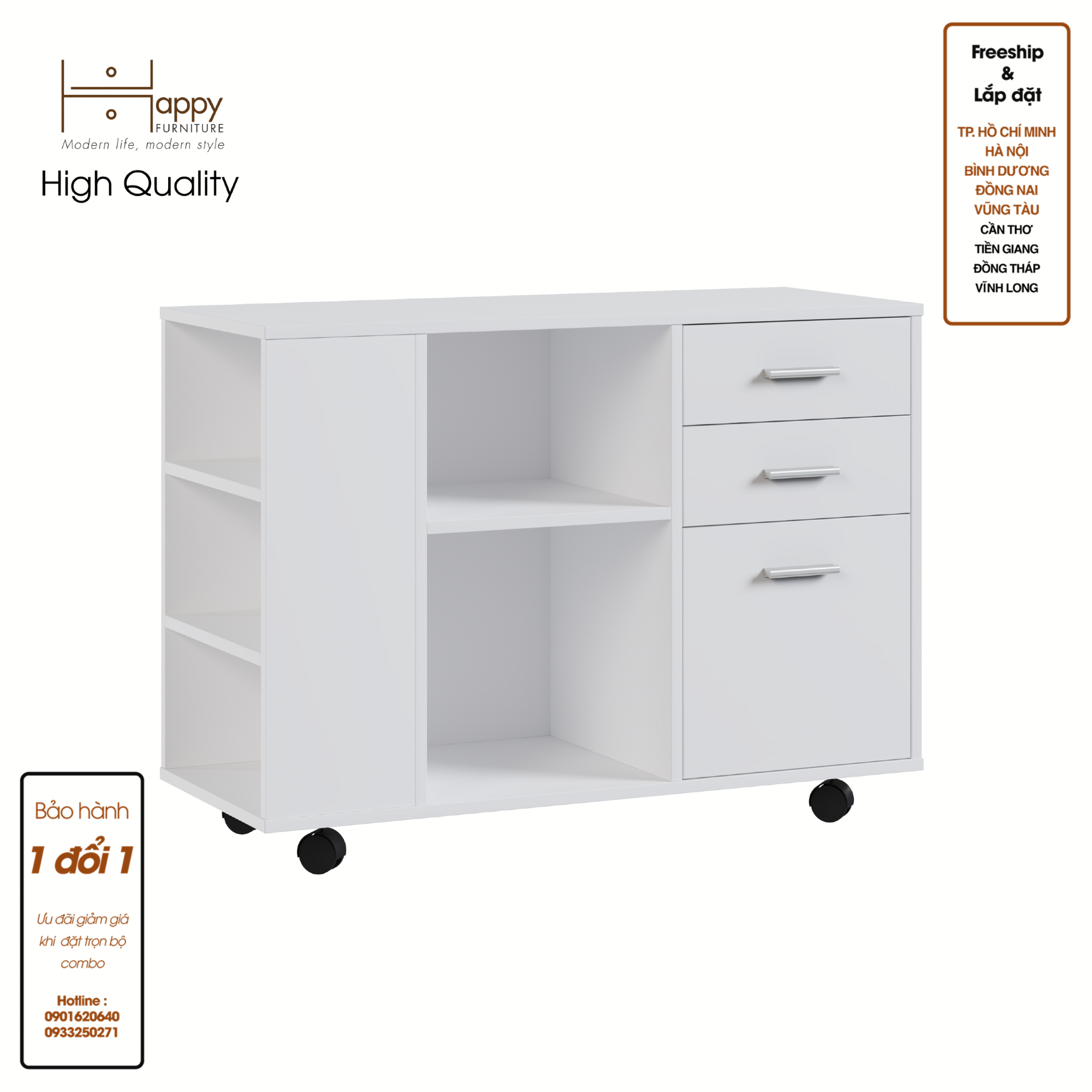 [Happy Home Furniture] COMFEE, Tủ đựng hồ sơ - kết hợp kệ sách ,  100cm x 40cm x 66cm ( DxRxC), THK_017