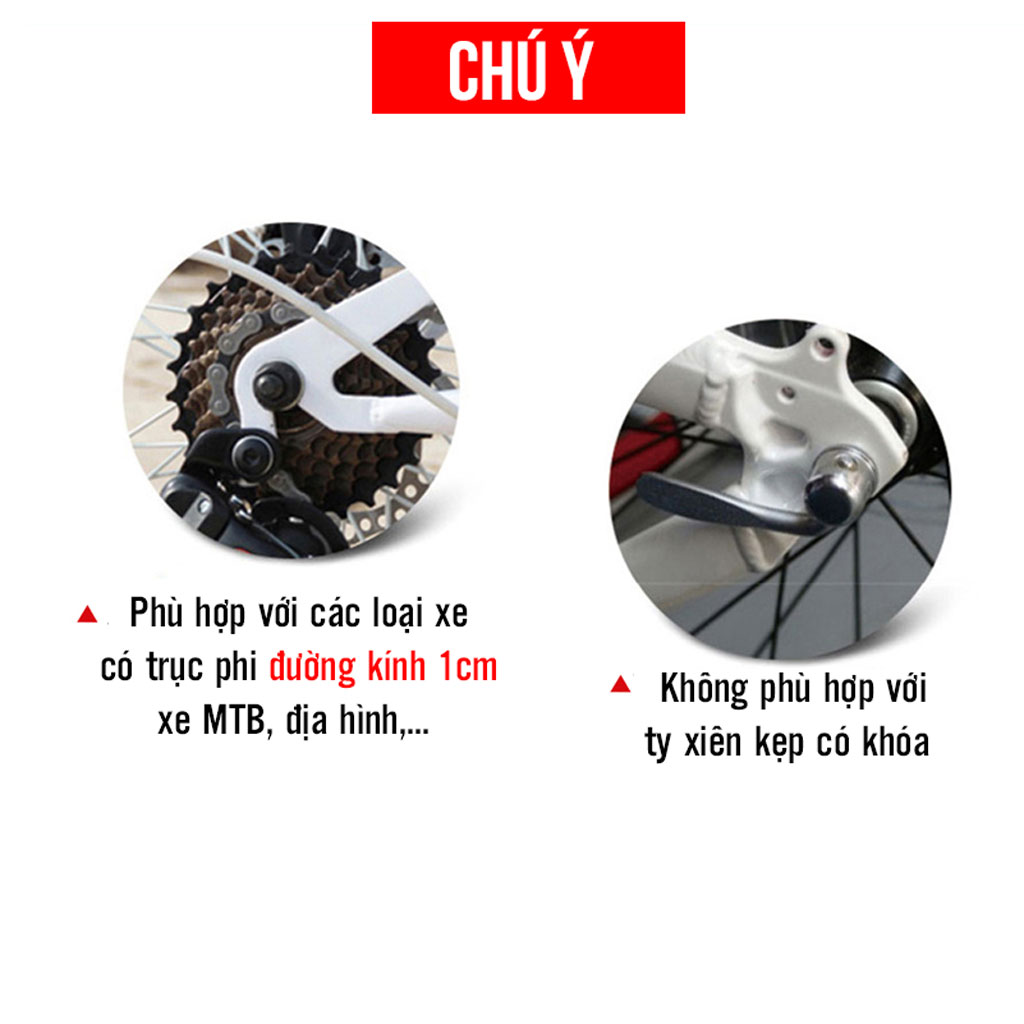 Bộ 2 Ty Gác Chân Sau Xe Đạp Chất Liệu Nhôm (đường kính lỗ 1cm) cho xe đạp MTB, xe địa hình chống trượt, chắc chắn Mai Lee