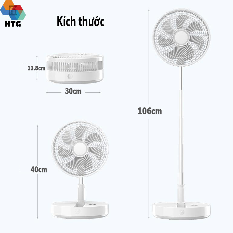 Quạt đứng không dây Cyke P30 tự động xoay, gấp gọn dùng gia đình để bàn, để sàn tiện lợi, có Remote điều khiển từ xa, 8 tốc độ gió và hẹn giờ tiện lợi, hàng chính hãng