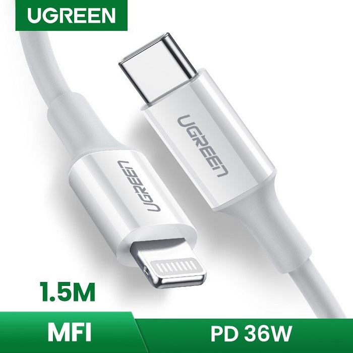 Cáp usb type c ra IPHONE màu trắng 2m Ugreen 60749 US171 Hàng chính hãng
