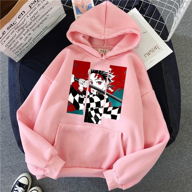 Demon Slayer Anime Tanjiro Và Nezuko Áo Hoodie Nỉ Nữ Hàn Quốc Kpop Phong Cách Đường Phố Áo Cô Gái Dạo Phố Sudadera Mujer