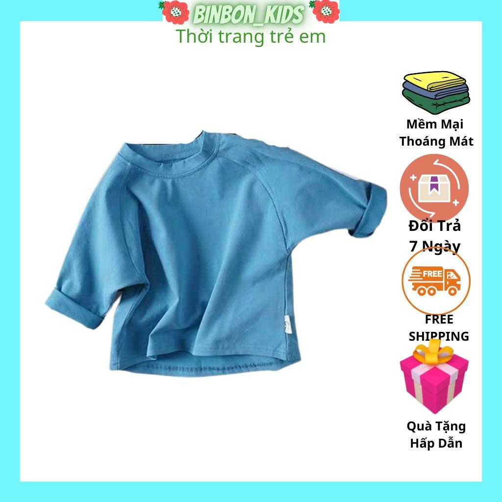 Áo dài tay cotton trơn co giãn, mềm mại cho bé trai/ bé gái 4 màu -BINBON KIDS