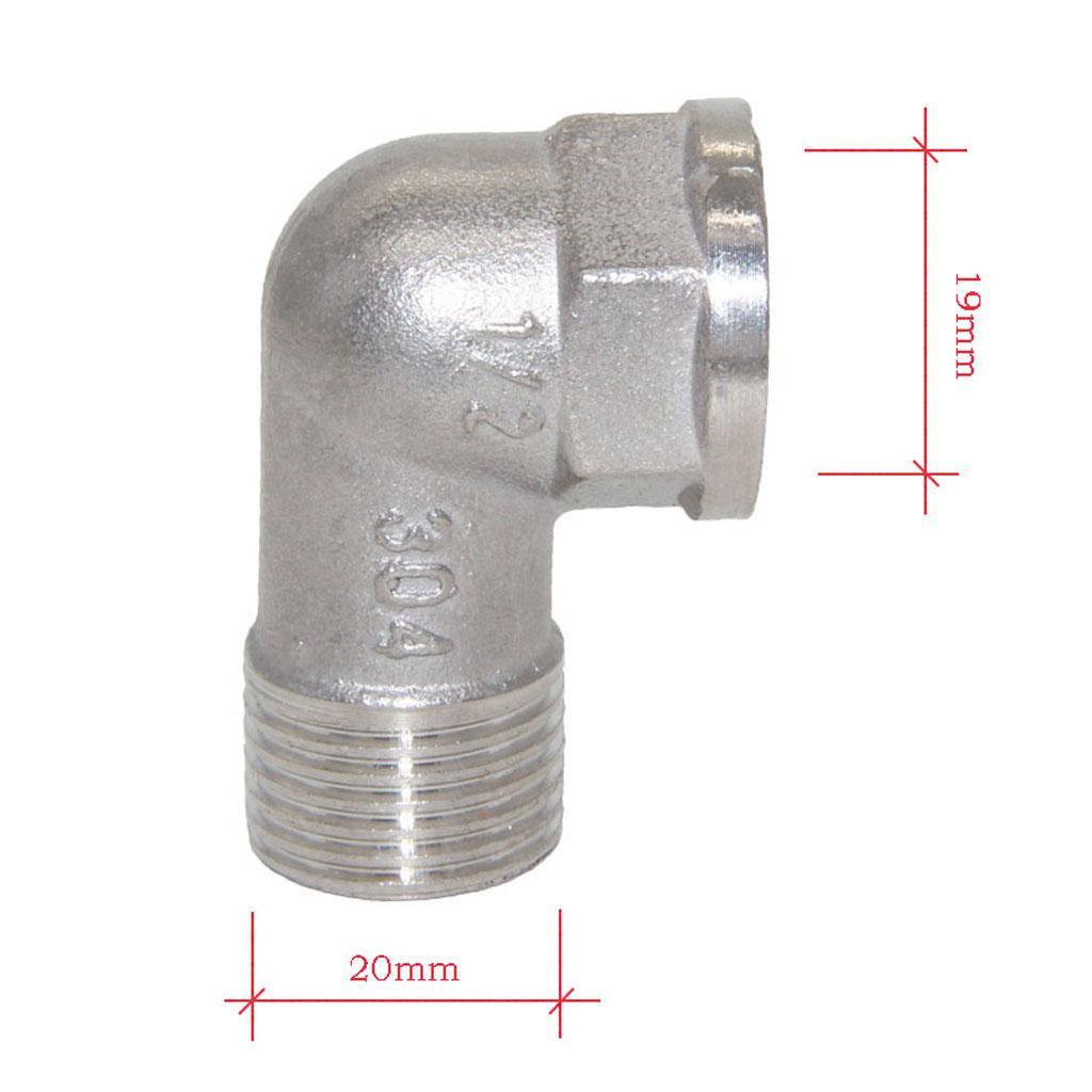 2-3pack 1/2" Double End Right Angle Pipe Fitting Threaded Elbow Connector DN15