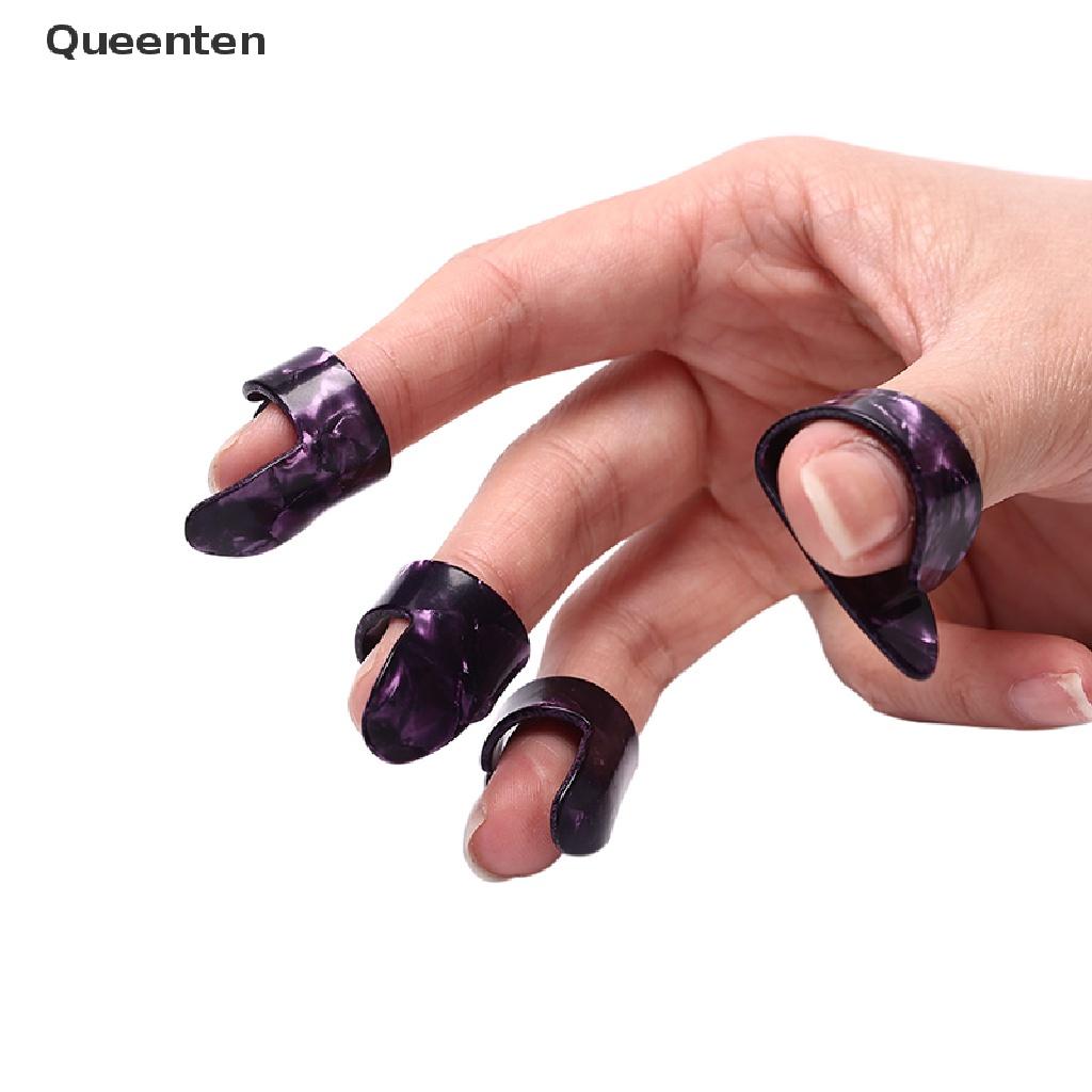 Queenten 4pcs/set 1 Thumb + 3 Finger Guitar Picks Guitar Plectrums For Electric Guitar QT