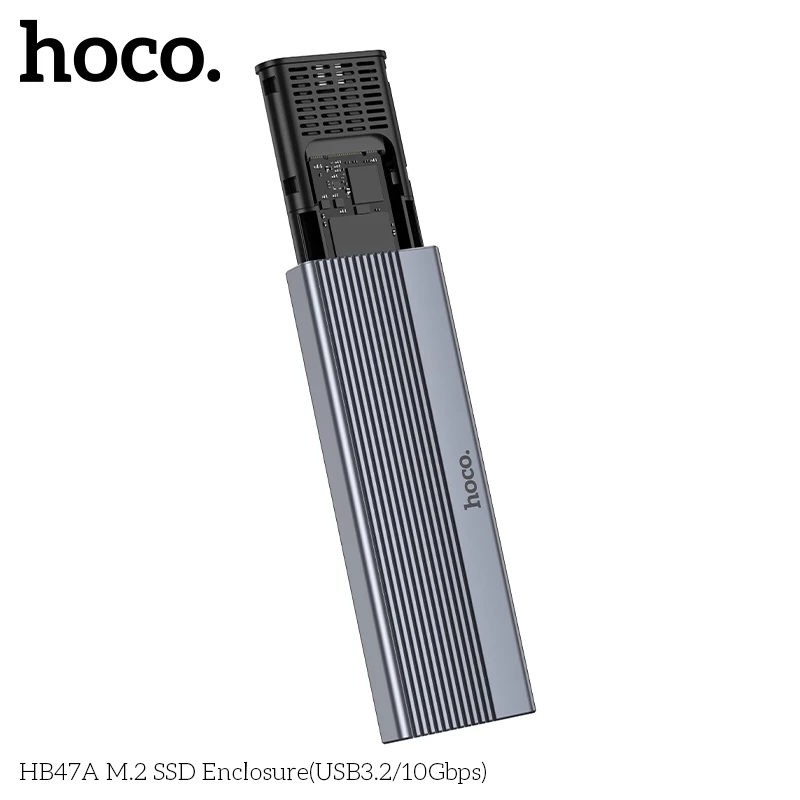 Box đựng ổ cứng Enclosure cho SSD M2 NVMe Hoco HB47A hợp kim nhôm tốc độ 10Gbps (đọc 1000MB/s, ghi 990MB/s) _  Hàng chính hãng