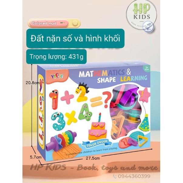 Bộ đồ chơi 5 đất nặn kèm số, hình học, khủng long, con vật v.v