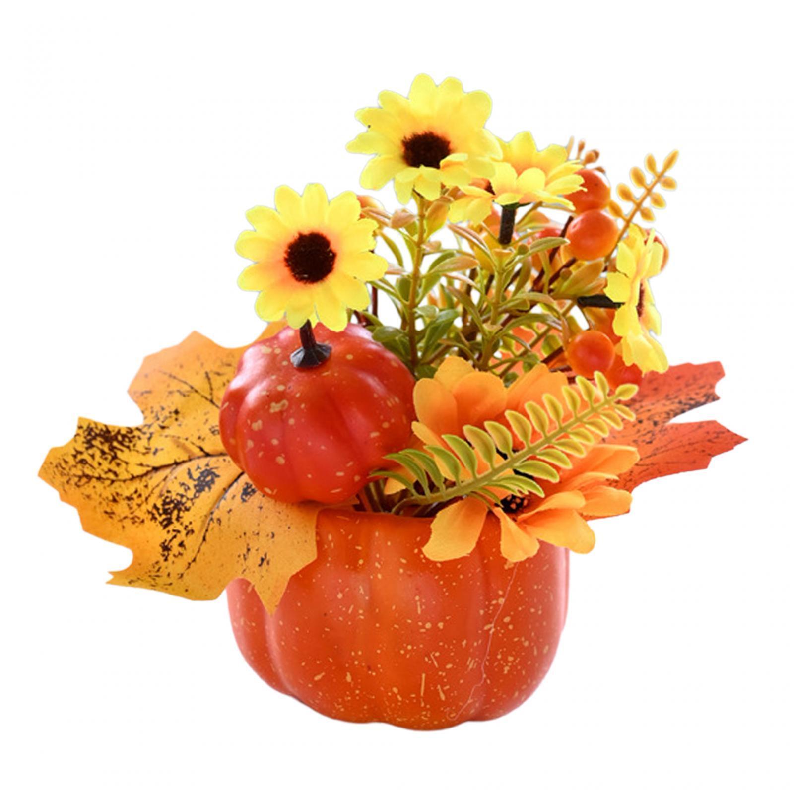 Artificial Pumpkin Flower Autumn Floral Arrangement Fall Pumpkin Centerpiece