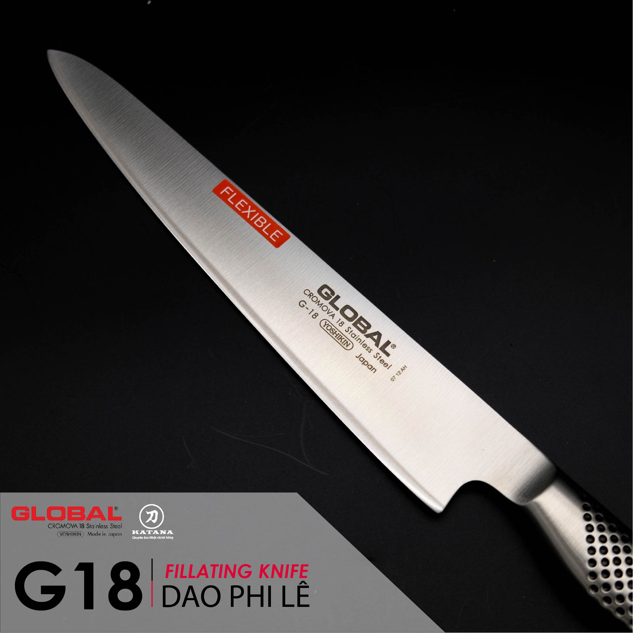 Dao bếp Nhật cao cấp Global G18 Filleting Knife - Dao phi lê (240mm)- Dao bếp Nhật chính hãng