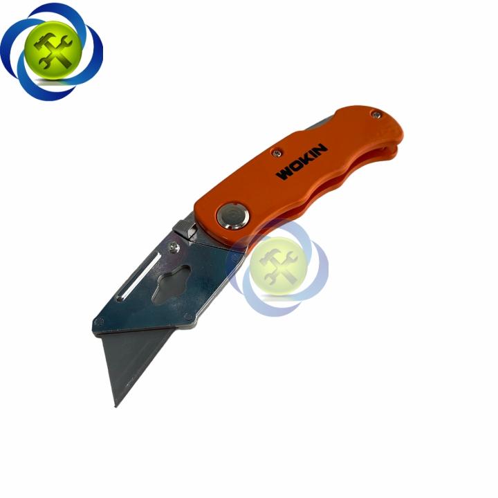 Dao rọc cáp loại xếp WORKIN 30119 kèm 5 lưỡi màu cam