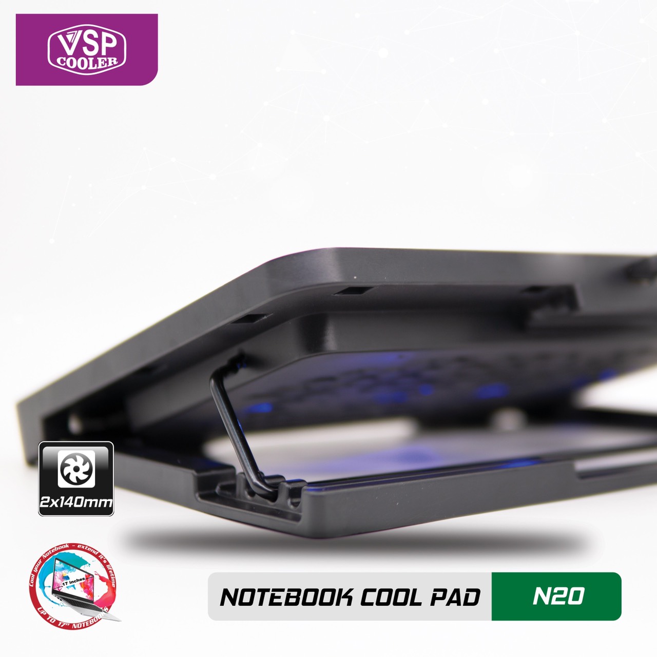 ĐẾ TẢN NHIỆT VSP COOLER N20 (2*Fan 14cm) - giao ngẫu nhiên - 1984 - hàng nhập khẩu