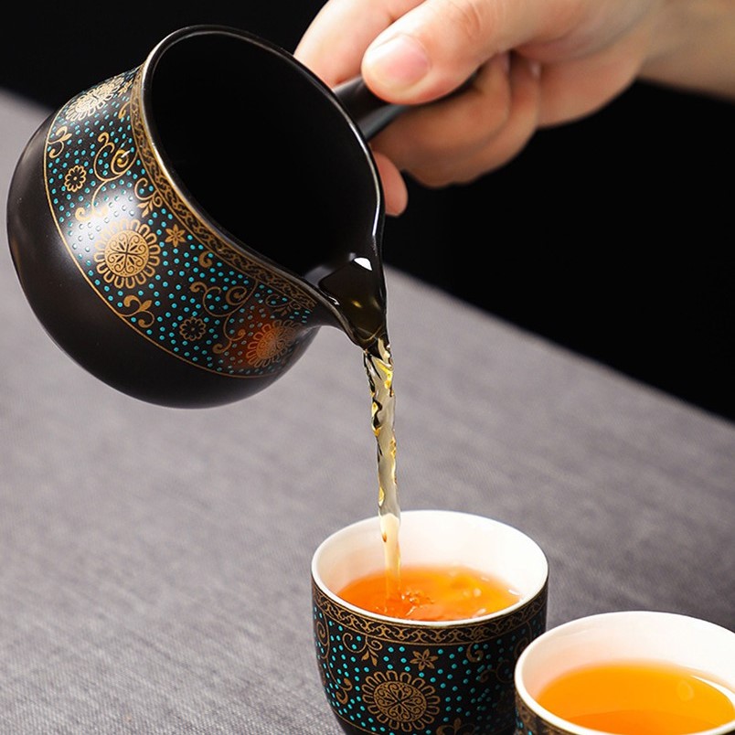 Bộ ấm chén pha trà cối xay sm011 – Hoa Hướng Dương 13 món