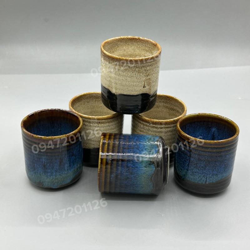 Cốc ly sứ men hoả biến đẹp dáng ganh trụ thẳng 150ml - Cốc ly sứ uống trà cafe bền dầy cao cấp - Gốm Bát tràng