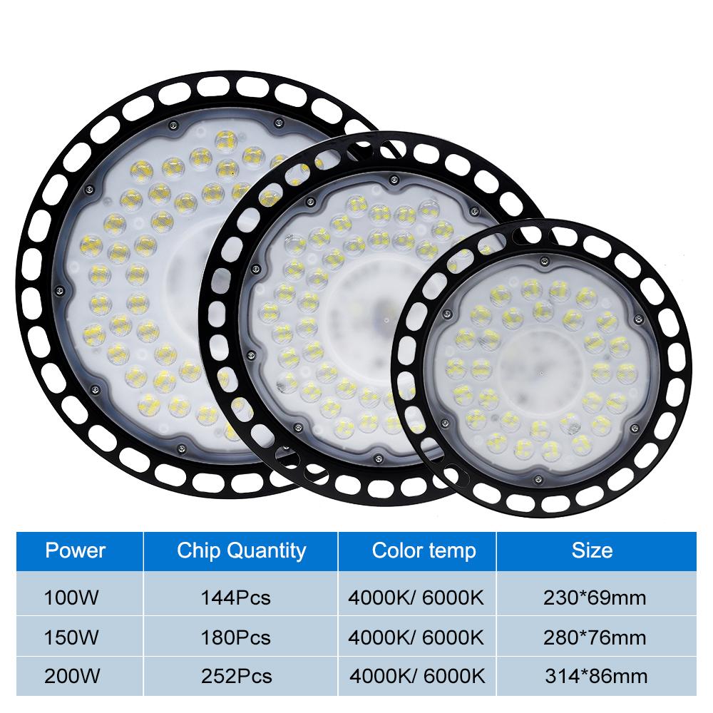 AC220V Siêu sáng UFO LED Đèn High Bay Chống thấm nước Chiếu sáng công nghiệp thương mại Thị trường Nhà kho Đèn nhà để xe