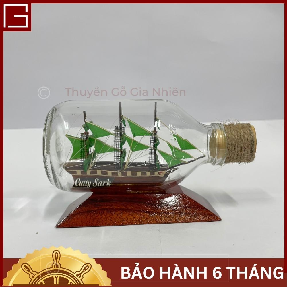 Mô Hình Thuyền Gỗ Trang Trí Phong Thủy Dạng Thuyền Chai CUTTY SARK dạng nằm Chính Hãng, Hàng Xuất Khẩu Chất Lượng Cao