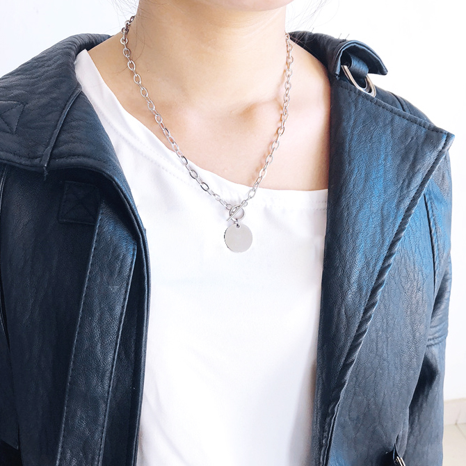 Vòng cổ thời trang nam nữ titan thép mix vảy tròn