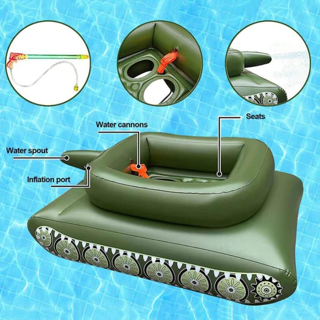 Phao bơi mô hình xe tăng, trò chơi dưới nước mùa hè Pool Inflatable Tank Swimming Ring Toy