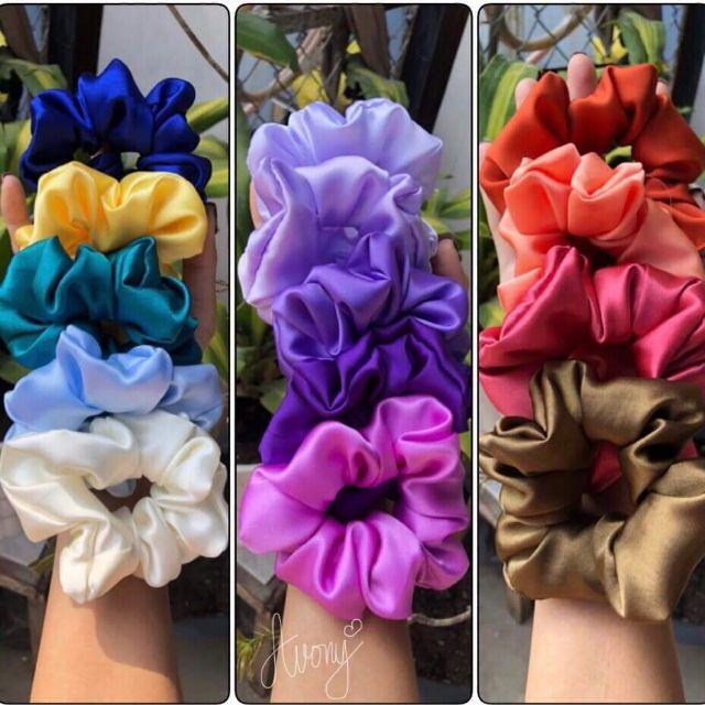 Cột tóc Scrunchies vải phi BÓNG