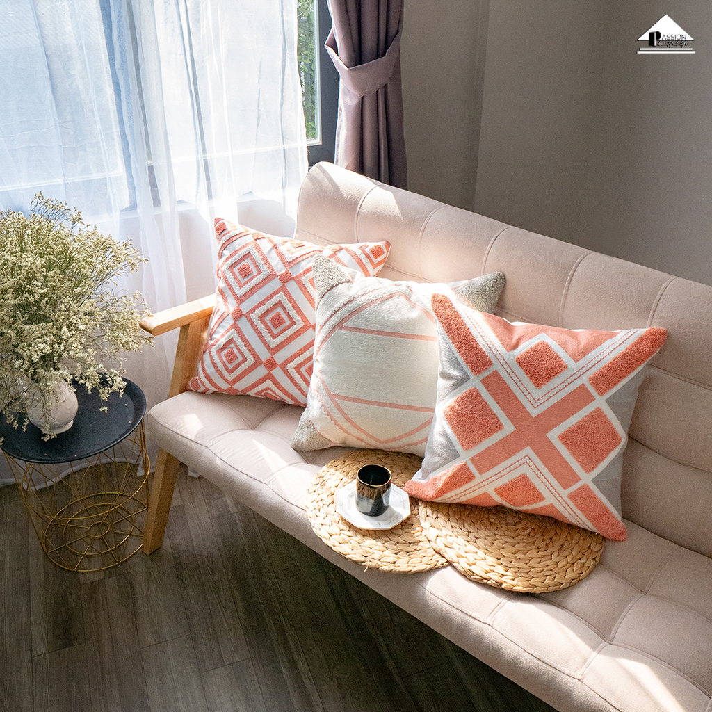 Gối Tựa Lưng, Gối Sofa phong cách Bắc Âu Thêu Nổi Họa Tiết Đặc Sắc