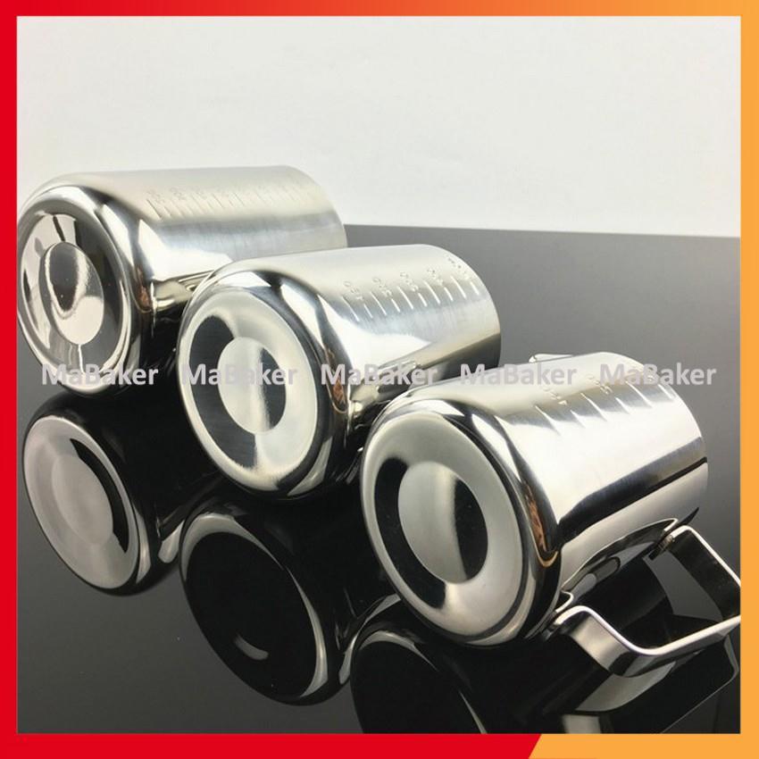 Ca đánh bọt sữa inox cao cấp, siêu bền có vạch chia định lượng 350ml, 600ml, 1000ml