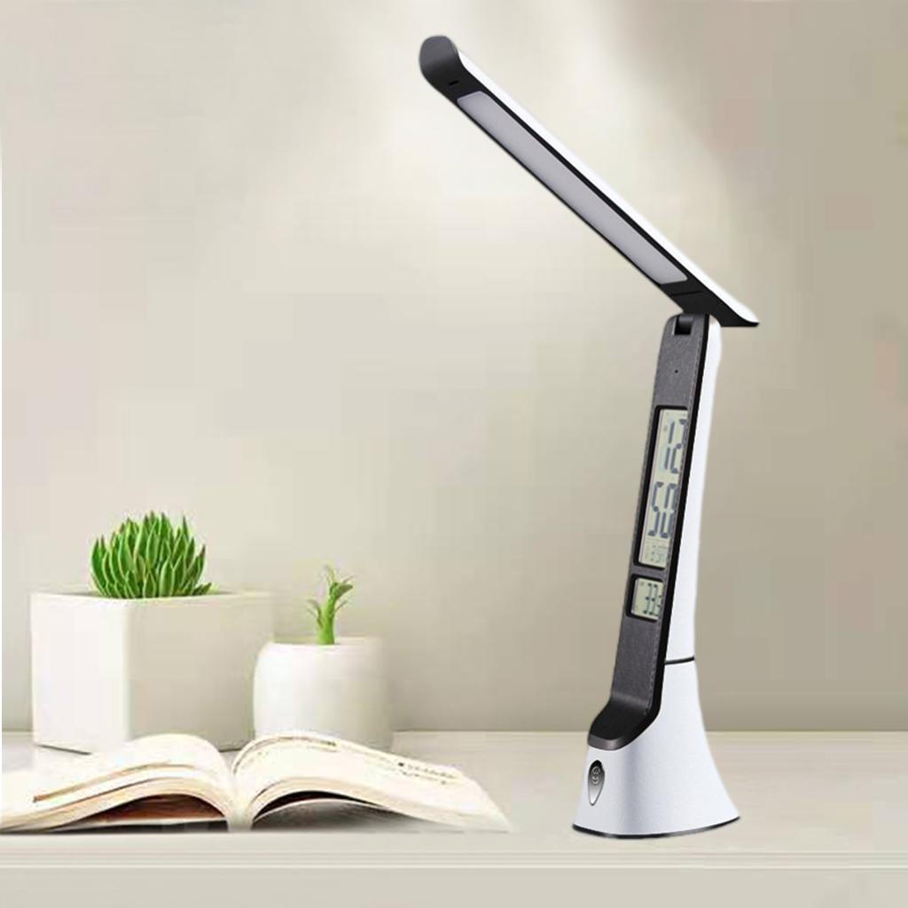LED Desk Lamp Stepless Dimmable Folding Reading Light for Home Office White