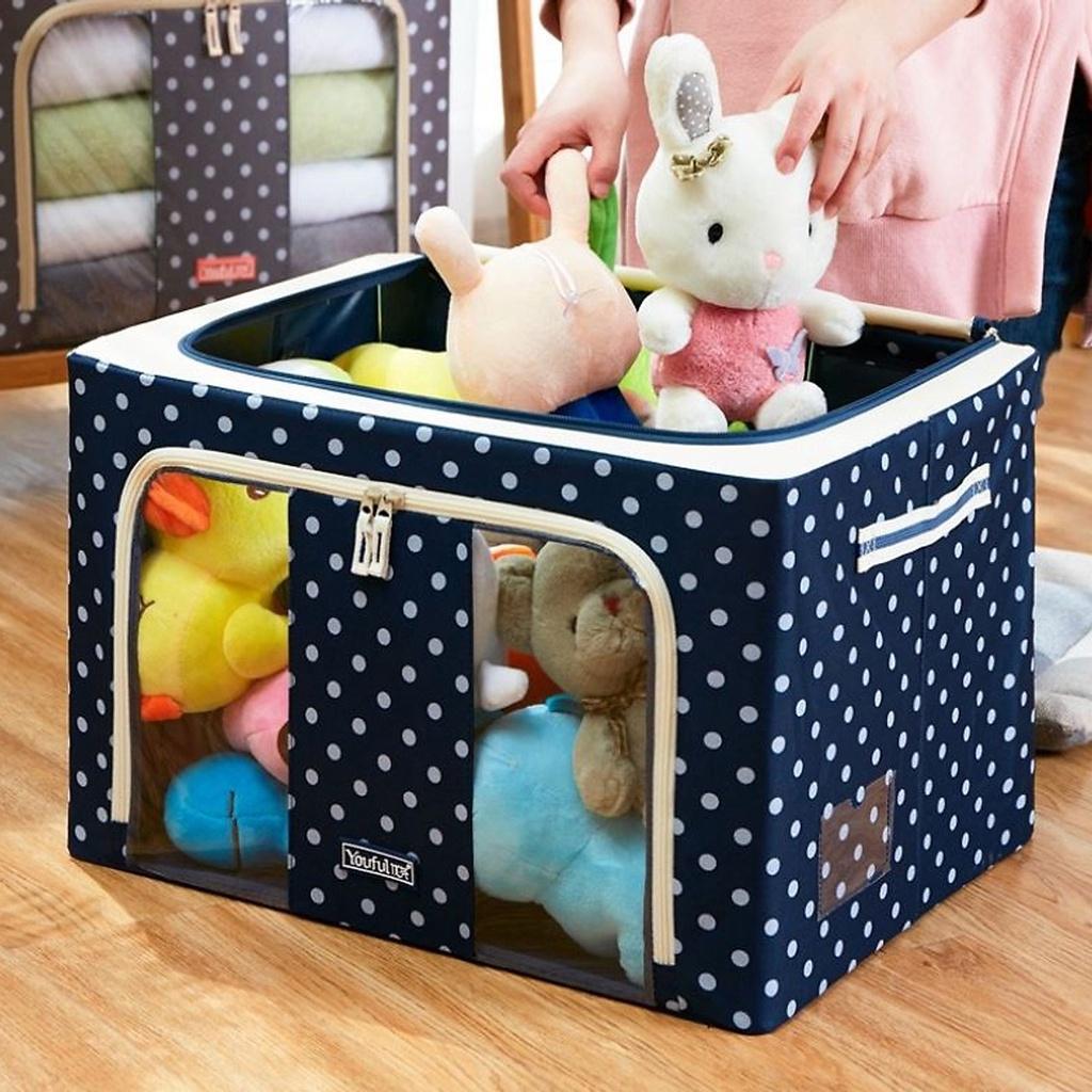 Hộp vải khung sắt đựng đồ đa năng, giỏ đựng quần áo bằng vải cỡ lớn 66 lít 50x40x33 cm - Túi đựng chăn màn đa năng có thể gấp gọn miDoctor