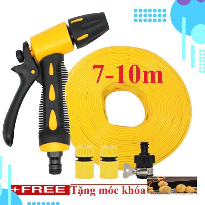 Bộ dây vòi xịt ️bơm nước phun sương️ , tăng áp 3 lần, loại 7m, 10m 206319 cút sập+ móc khoá