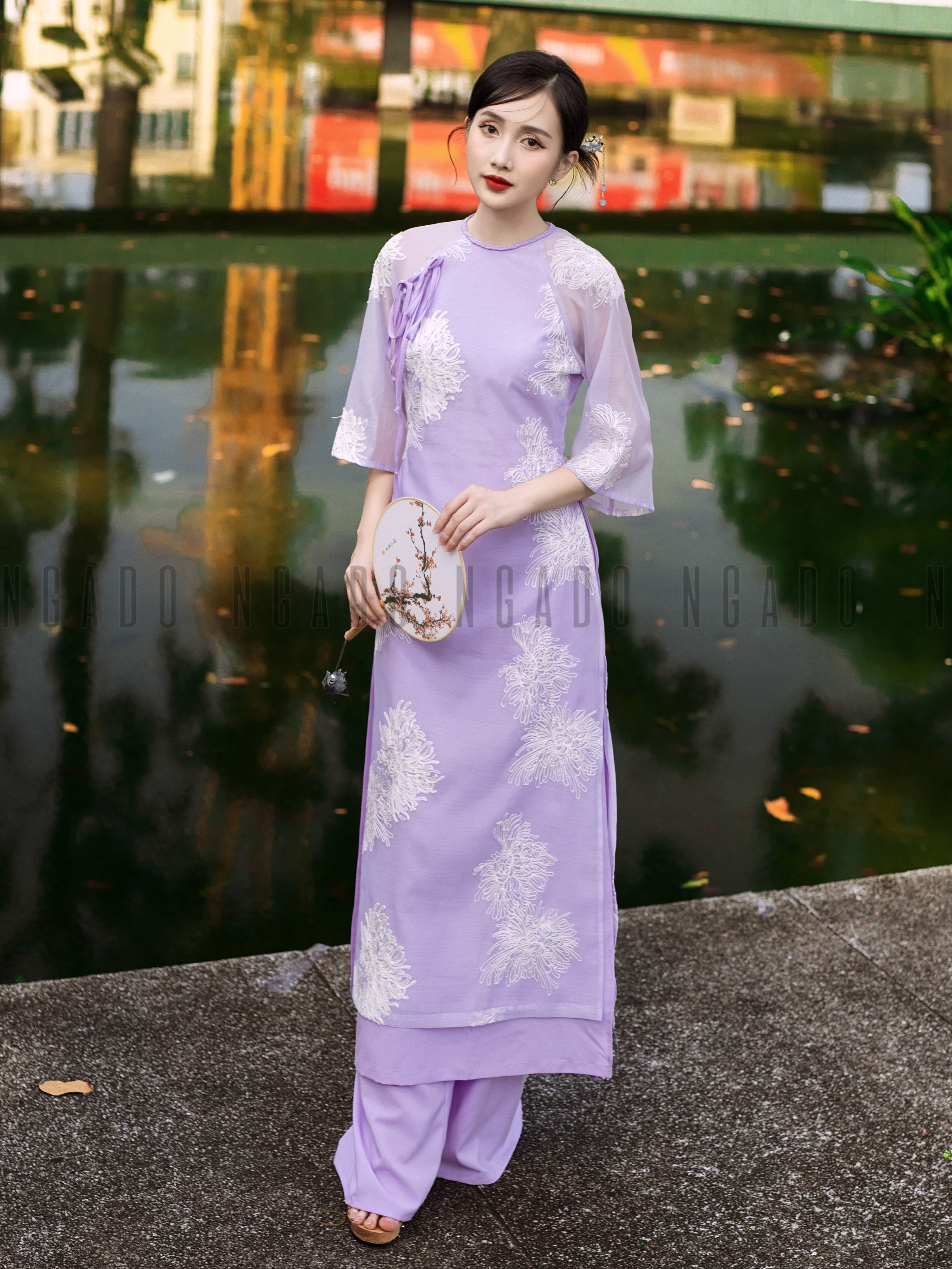 Áo dài Đinh Hương NGADO , áo dài Tết , áo dài cách tân , áo dài truyền thống