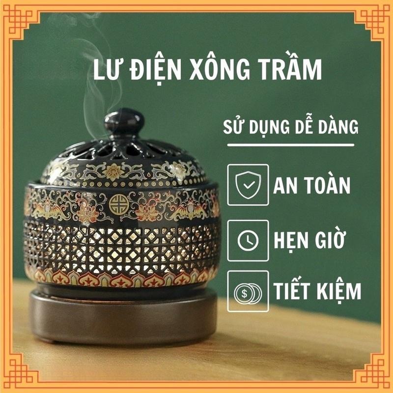 Lư xông trầm hương bằng điện có đèn phát sáng, đầy đủ chức năng, size to