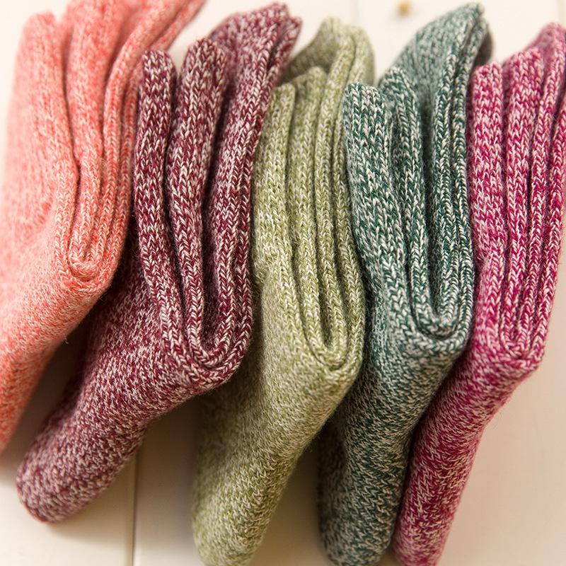 HÀNG LOẠI 1 Set 5 đôi tất len cao cổ phong cách Hàn Quốc màu trơn dày ấm áp TL01