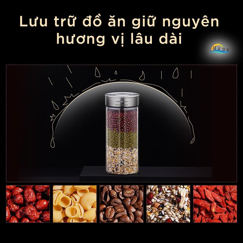 Hộp Đựng Trà Cafe Đồ Khô Và Ngũ Cốc Thủy Tinh Có Nắp Inox Cao Cấp Đạt Chất Lượng Đức SSGP